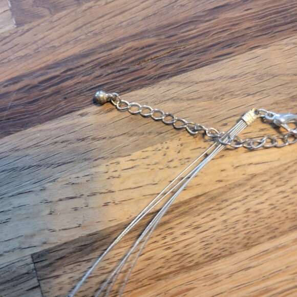 Beaded Necklace & Earring Set w Silver, White, and Amber Colors - Picture 8 of 13